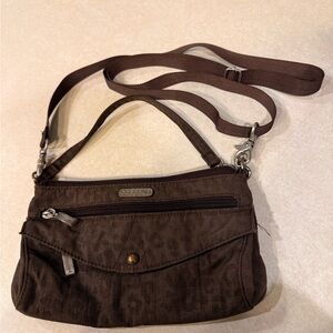 Baggallini Chocolate Brown Animal Print small Crossbody Bag 6 x 8 inches
